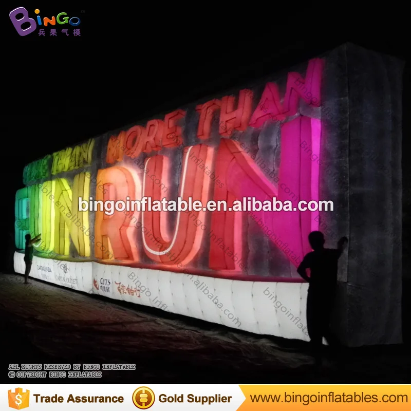 New Arrival 14 Meters Length Giant Inflatable Wall with LED Lights / Advertising Wall Balloon for Display Toys