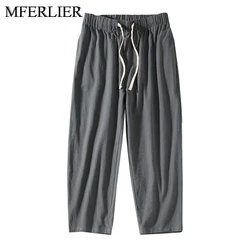 Summer Men Pants 12XL 11XL 10XL 9XL 8XL 7XL  Waist 170cm Cotton Plus Size Ankle-length Pants