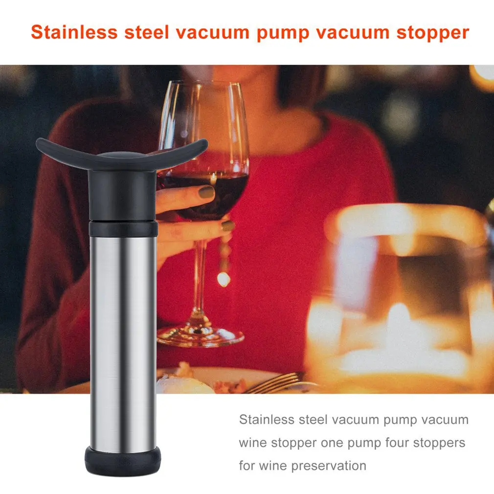 Aço inoxidável Vinho Saver Bomba, Vácuo Rolhas De Garrafa, Sealer Preservador Set, Bar Acessórios, 5Pcs, 2022
