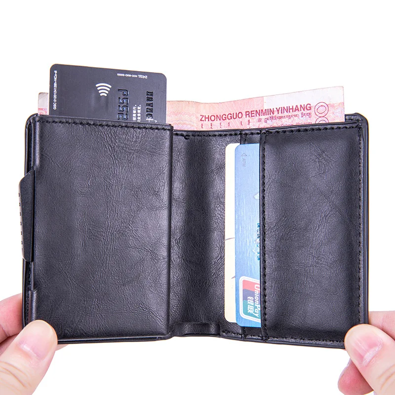 New Carbon Fiber Airtag Wallet RFID Blocking ID Credit Card Holder Anti-lost Men Cash Card Bag With Apple Airtags Location Case