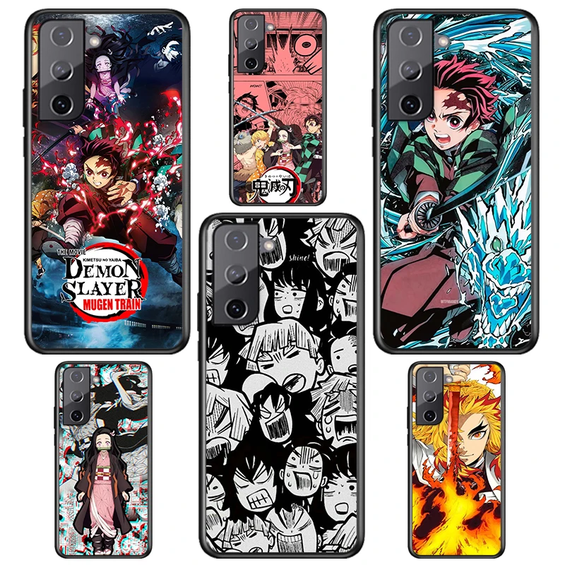 Anime Demon Slayer For Samsung Galaxy S22 S21 S20 FE Ultra Pro Lite S10 5G S10E S9 S8 S7 S6 Edge Plus Black Phone Case