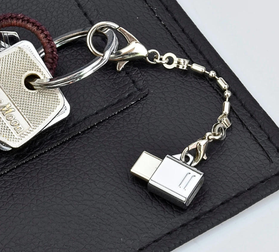 USB Type C Adapter 3 Pack, USB C to Micro USB Convert Connector micro sd TF card reader with Key chain for phone pad tablet