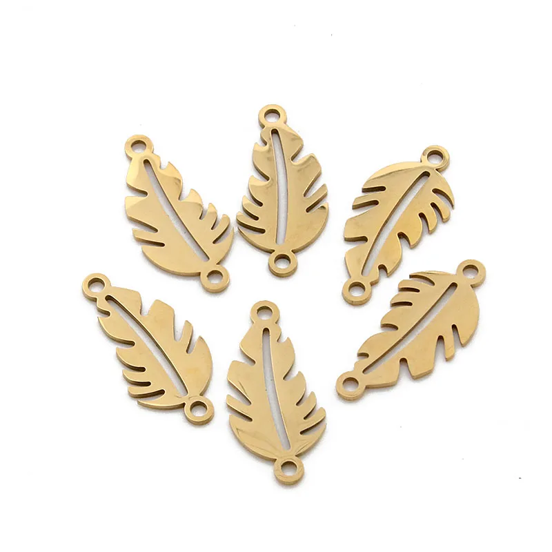5Pcs 2 Color Mix Leaf Heart Feet Charm Stainless Steel Moon Bicycle Connector Open Bezel Pressed Frame Mold DIY Jewelry Making