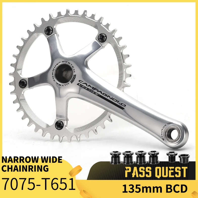 

PASS QUEST 135BCD Five Claws Round 11351 Road Bike Narrow Wide Chainring 40-58T Chainwheel SLIVER