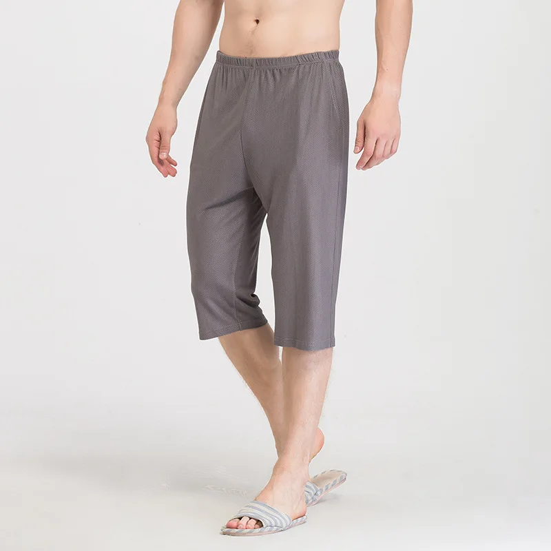 

Summer New Silk Casual Pants Capris Men's Quick Drying Pants Loose 100% Silk Thin Large Shorts