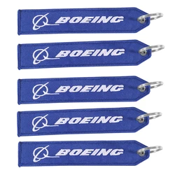 5 PCS Blue Boeing Keychain Phone Straps Double-sided Embroidery Aviation Key Ring Chain for Aviation Gift Strap for Men Keychain