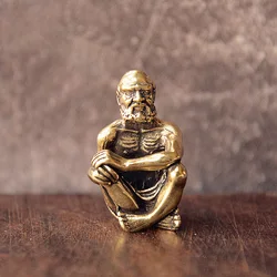 Vintage Copper Sitting Dharma Buddha Statue Solid Brass Bodhi Figurines Miniatures Desktop Ornament Accessories Home Decorations