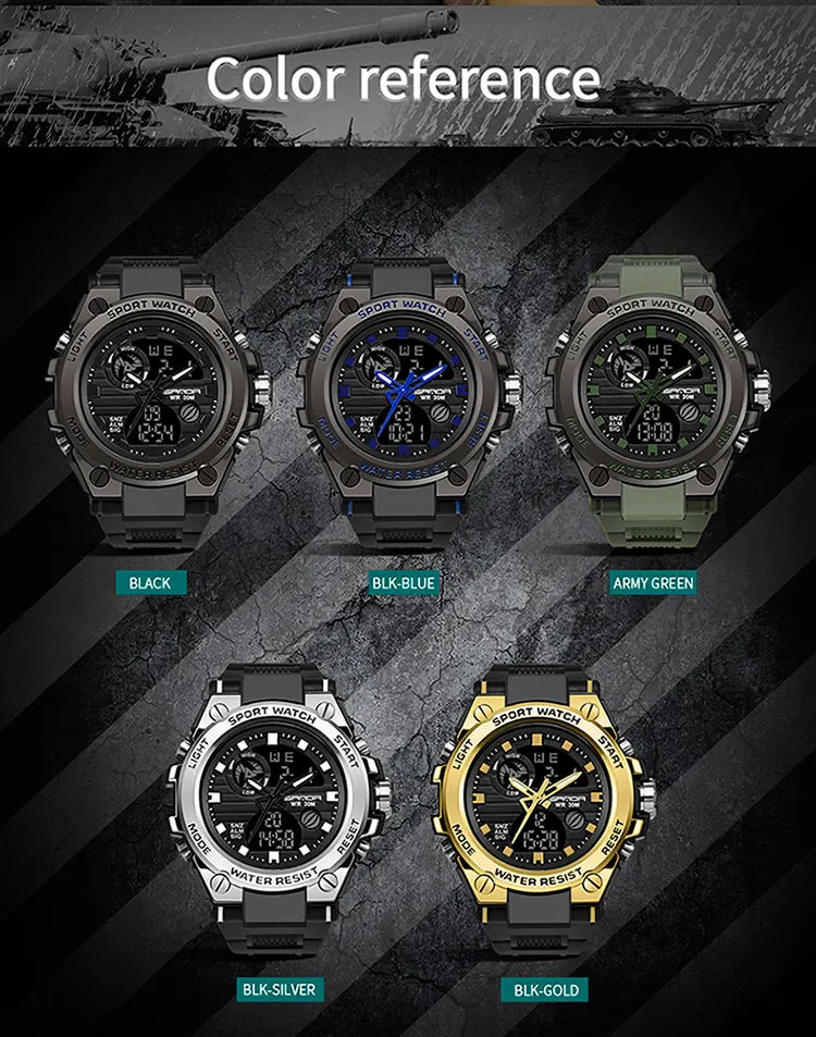 SANDA G Style Men Digital Watch Date Military Sports Watches Waterproof Electronic Wristwatch Mens Clock Orologio Da Uomo 739