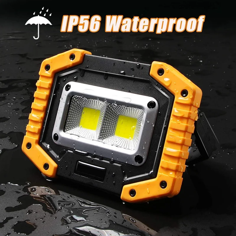 Foco Led portátil COB de 100W, luz de trabajo superbrillante, luces de inundación recargables para exteriores, lámpara de emergencia 18650
