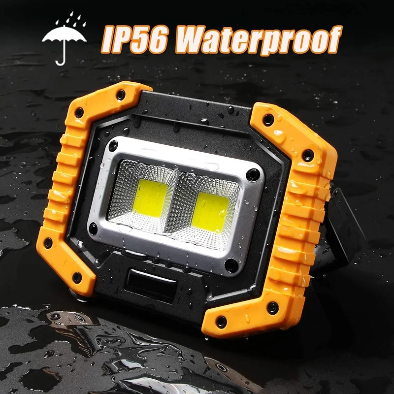 100W Led Portable Spotlight COB Super Bright Led Work Light Flood Lights Rechargeable for Outdoor Lampe 18650 Emergency