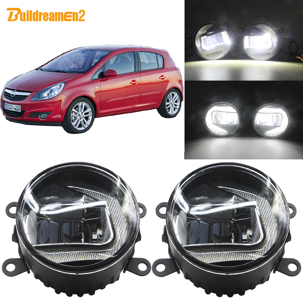 

Buildreamen2 For Opel Corsa D Hatchback 2007-2015 Car LED Projector Fog Light DRL Daytime Running Light H11 Socket 12V