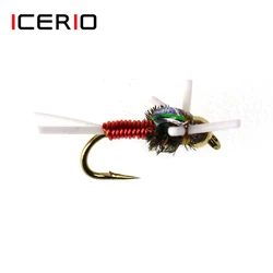 ICERIO 8PCS Copper John Rubber Legs Nymphs Tying Hook Trout Fishing Fly Lure Baits