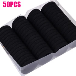 50 Uds. Bandas negras para el cabello para mujeres y niñas, bandas de goma elásticas para el cabello, lazos básicos para el cabello, cuerda, coleteros, diademas gruesas