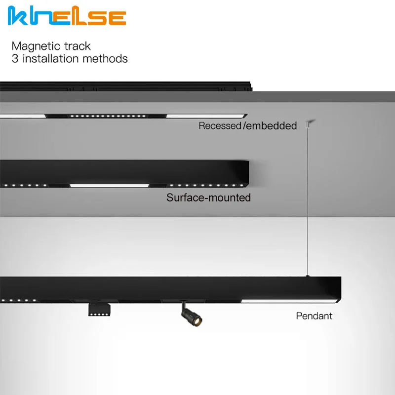New LED Track Lighting Aluminum Ceiling Recessed Suspended Creative 0.5M 1M LED Magnetic Lights Track Rail image 3