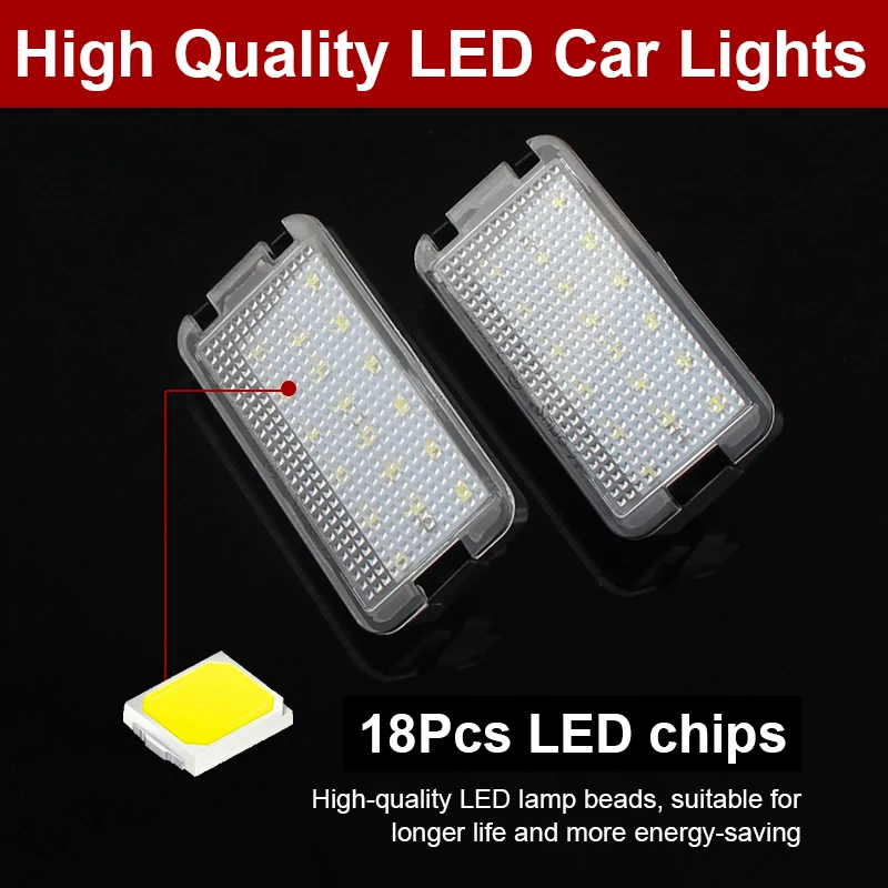 2pcs Canbus LED License Number Plate Light Error Free White For Seat Ibiza Altea Arosa Cordoba Leon Toledo III OEM# 5P0943021