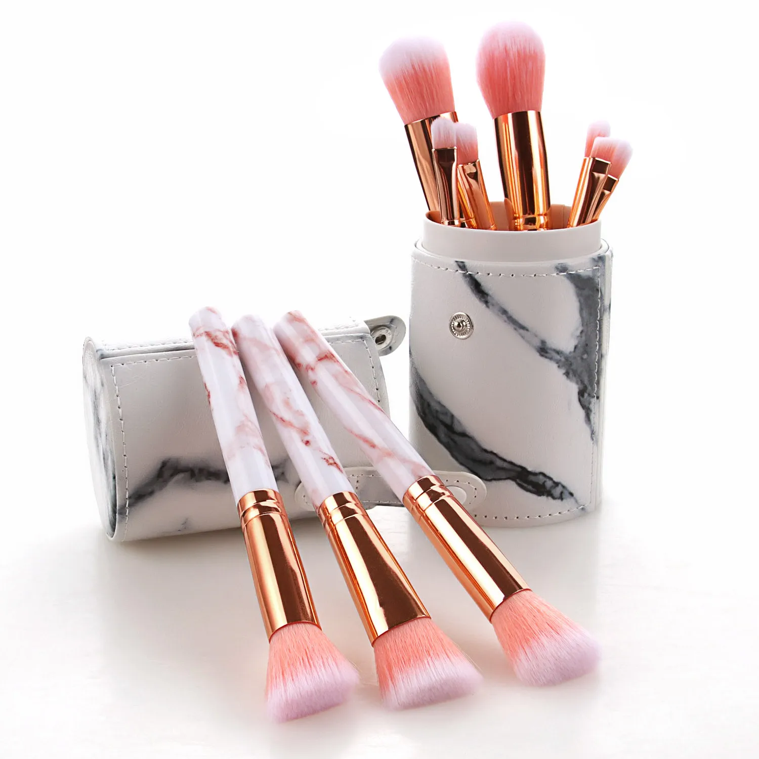 9/10pcs Marble Makeup Brushes Set Eyebrow Brush Cosmetic Powder Foundation Highligher Eyeshadow Blending Brush Make Up Tools