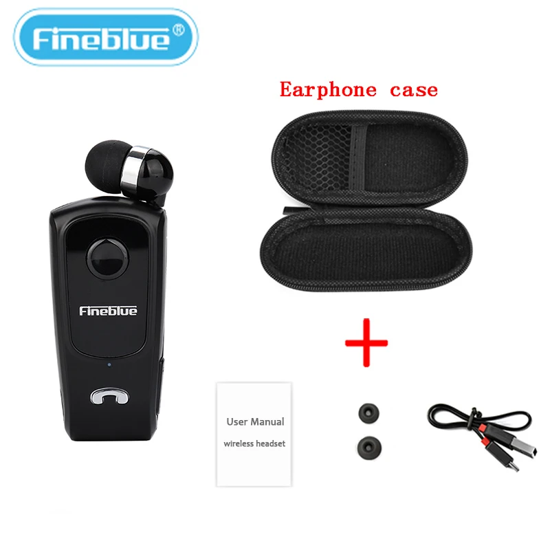 Fineblue Wireless Retractable Portable Mini Bluetooth Headset Calls Remind Vibration Wear Clip Sports Running Earphone F910 F920