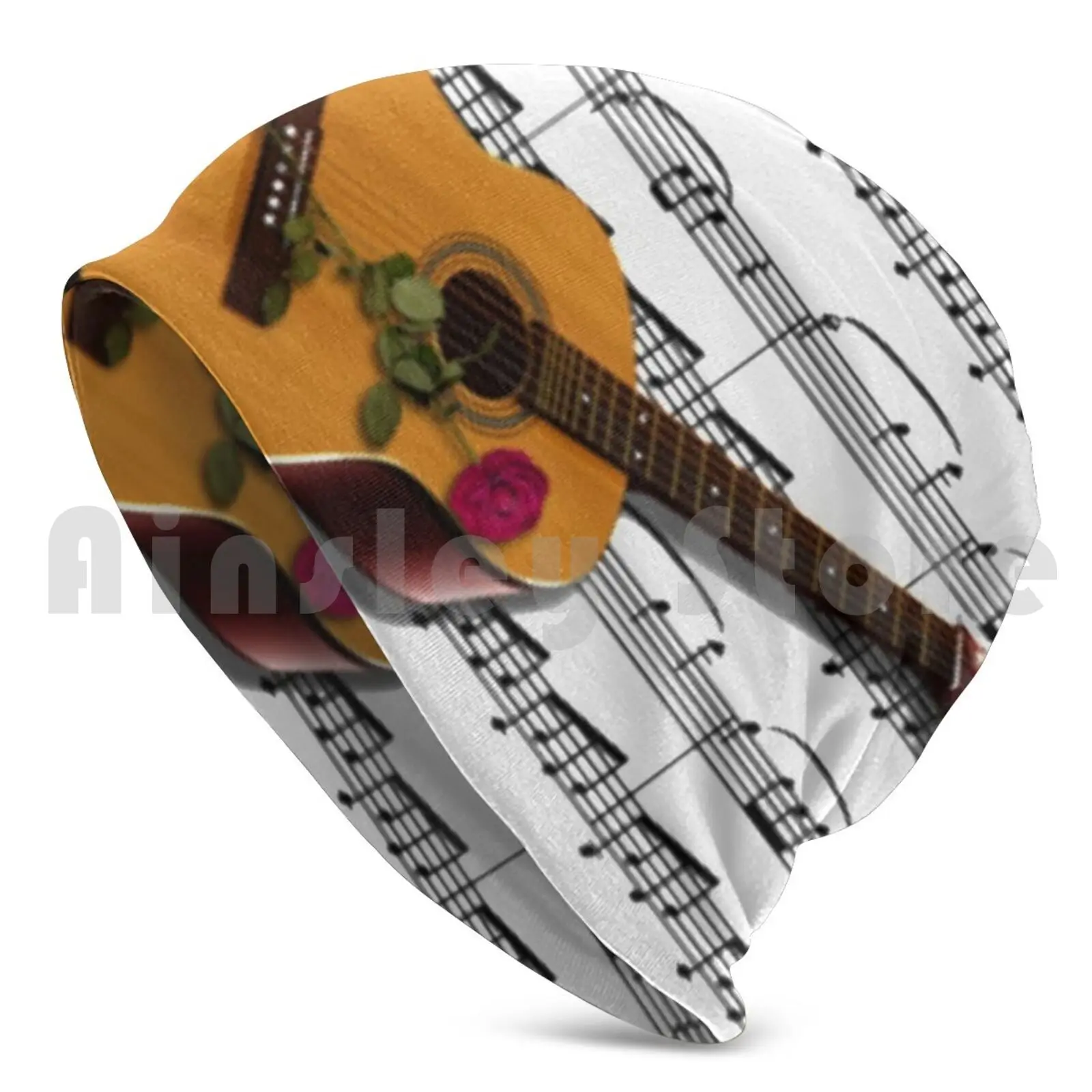 Guitar Notes Beanies Knit Hat 1496 Beanies Print Music Guitar Instrument Solo Classical Guitar Acoustic Guitar