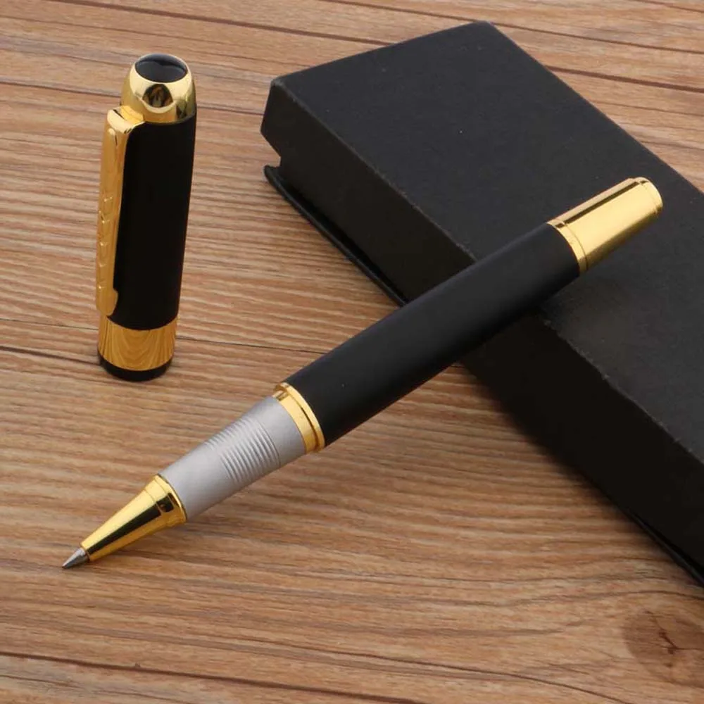 

Best Design 250 Frosted Black Ball Point Pen Golden Clip Metal Rollerball Signature Pen School Student Office Gifts Stationery