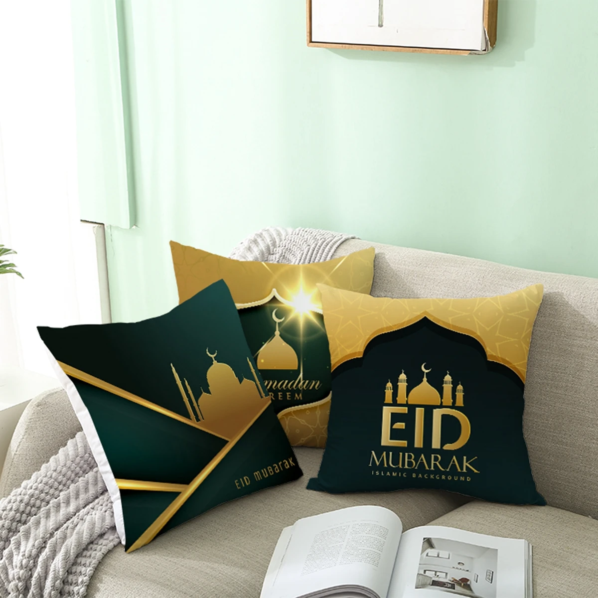 Islamic Eid Mubarak Decor For Home Cushion Cover Muslim Decorative Pillowcase RAMADAN MUBARAK Muslim Ramadan Decor Eid Decor