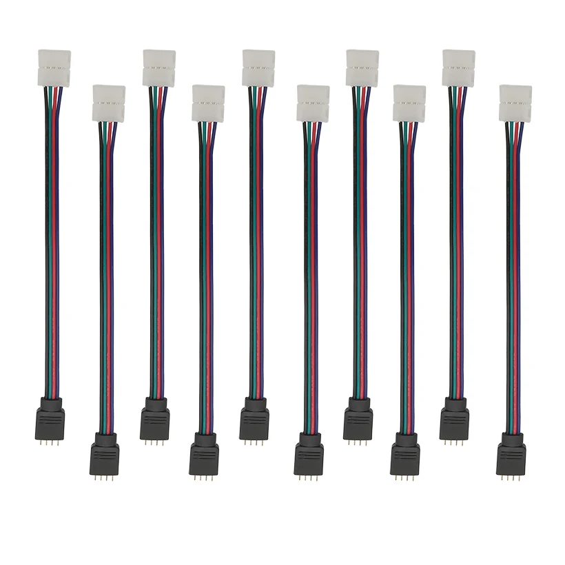 1/3/5Pcs 15CM 4Pin RGB LED Strip Light Extension Cable Connector No Soldering LED Strip PCB Board Wire Clip to 4P Female Adapter