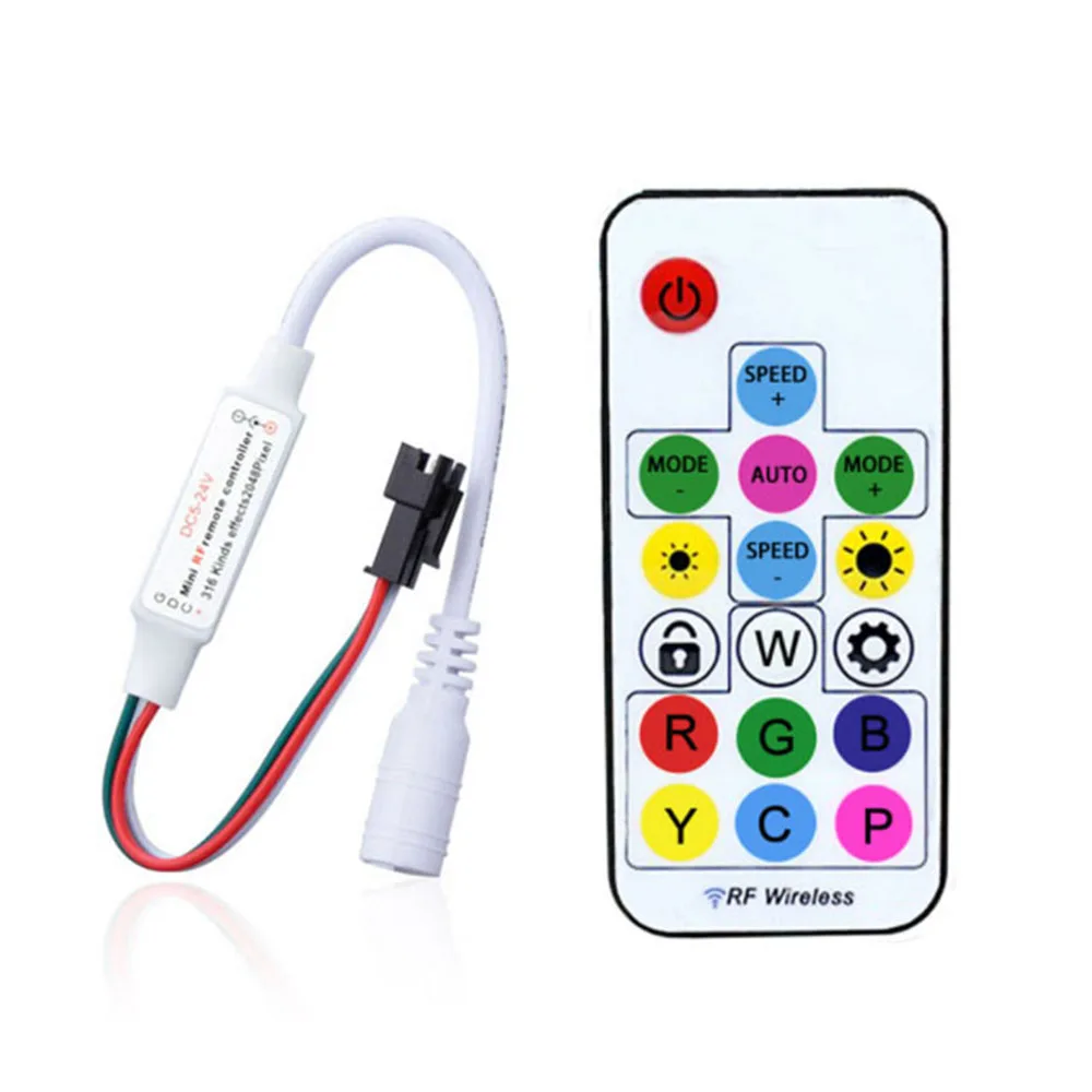 Imagem -06 - Led Pixel Strip Light Controller com Controle Remoto Usb dc Chaves rf 14 17 21 Chaves Ws2811 Ws2812b Dc524v