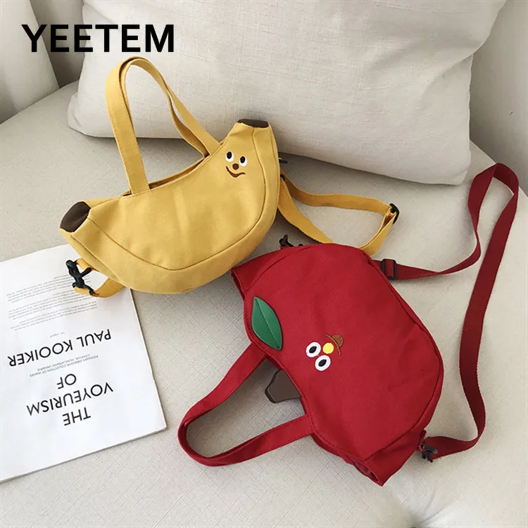 Japanese Banana Apple Cartoon Cute Kawaii Lady Messenger Bag Girl Canvas Bag Female Student Shoulder Woman Bag Storage Wallet