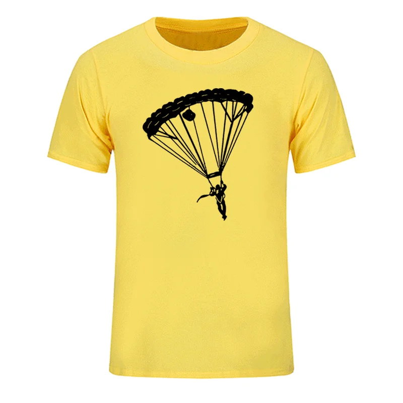 Men\'s Short Sleeve T Shirts Tops Printing Casual Cotton Tees New Sky Divers Parachute Funny T-shirt EU Size