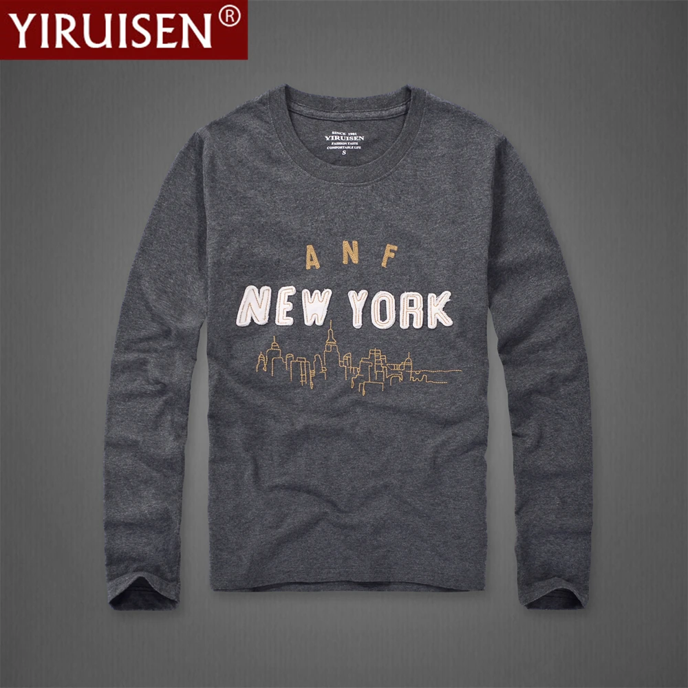 YIRUISEN AF Autumn 100% Cotton Mens Long Sleeve Shirts Casual Embroidery Top Male Designer Clothes Vintage Outdoor Tees Homme