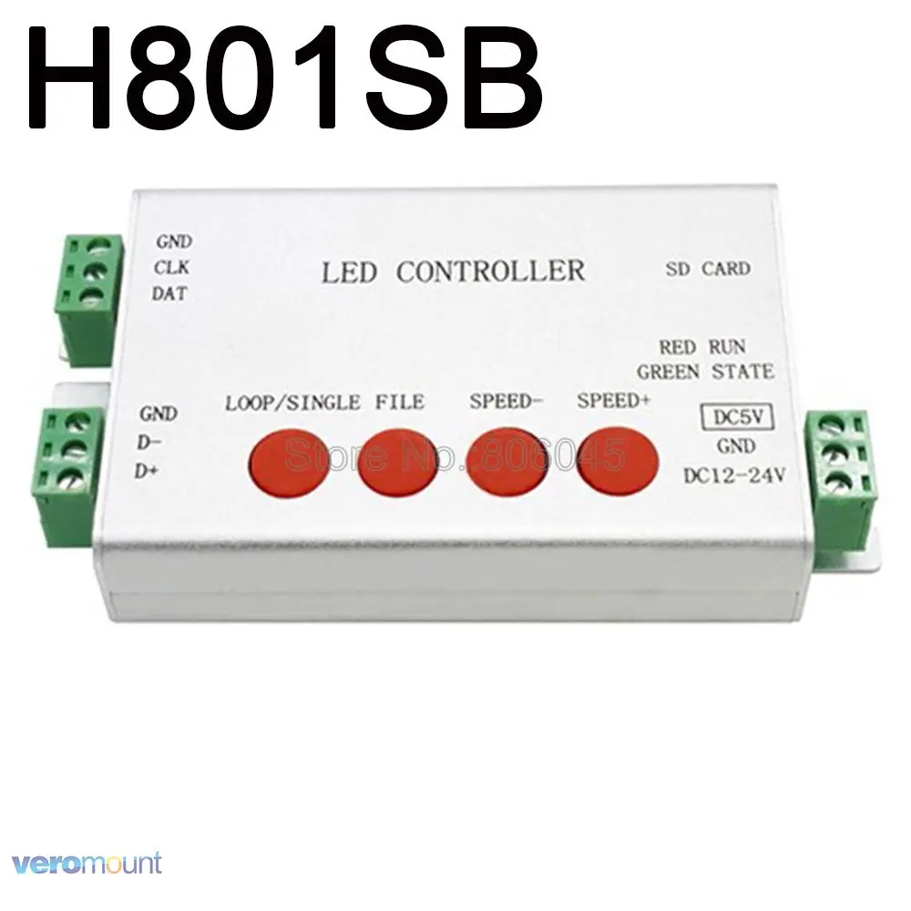 

H801SB 2048 Dots Pixel Controller 5V 12V-24V SD Card Programmable LED Controller Support WS2811 UCS1903 DMX512 IC