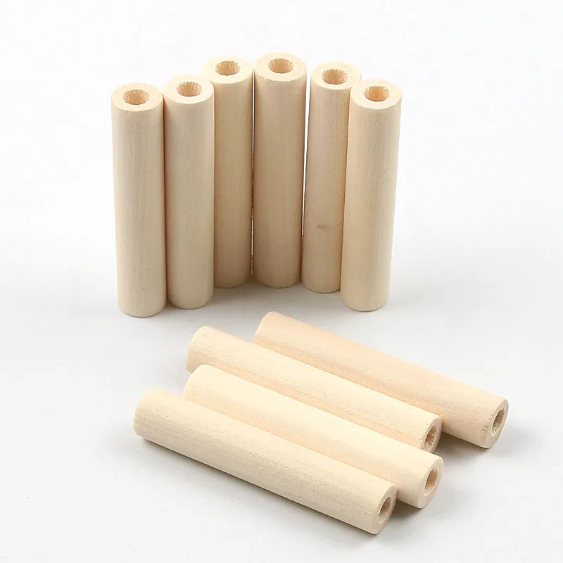 10pcs 10*50mm Natural Color Wooden Hollow Tube Cylinder Wood Beads For Jewelry Making Handmade Diy Bracelet Necklace Accessories