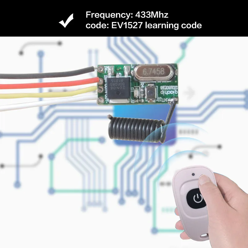 433 MHzรีโมทคอนโทรลไร้สายสวิทช์ 5V LEDโมดูลตัวรับสัญญาณและเครื่องส่งสัญญาณรีโมทคอนโทรลRFสำหรับLight Controller