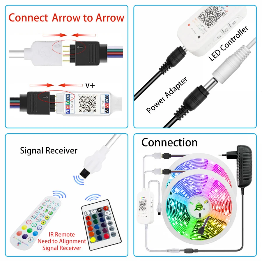 led 10m Bande lumineuse LED intelligente Bluetooth, Flexible, étanche, rvb, synchronisation de la musique/synchronisation, 5M 10M 20M 30M led light