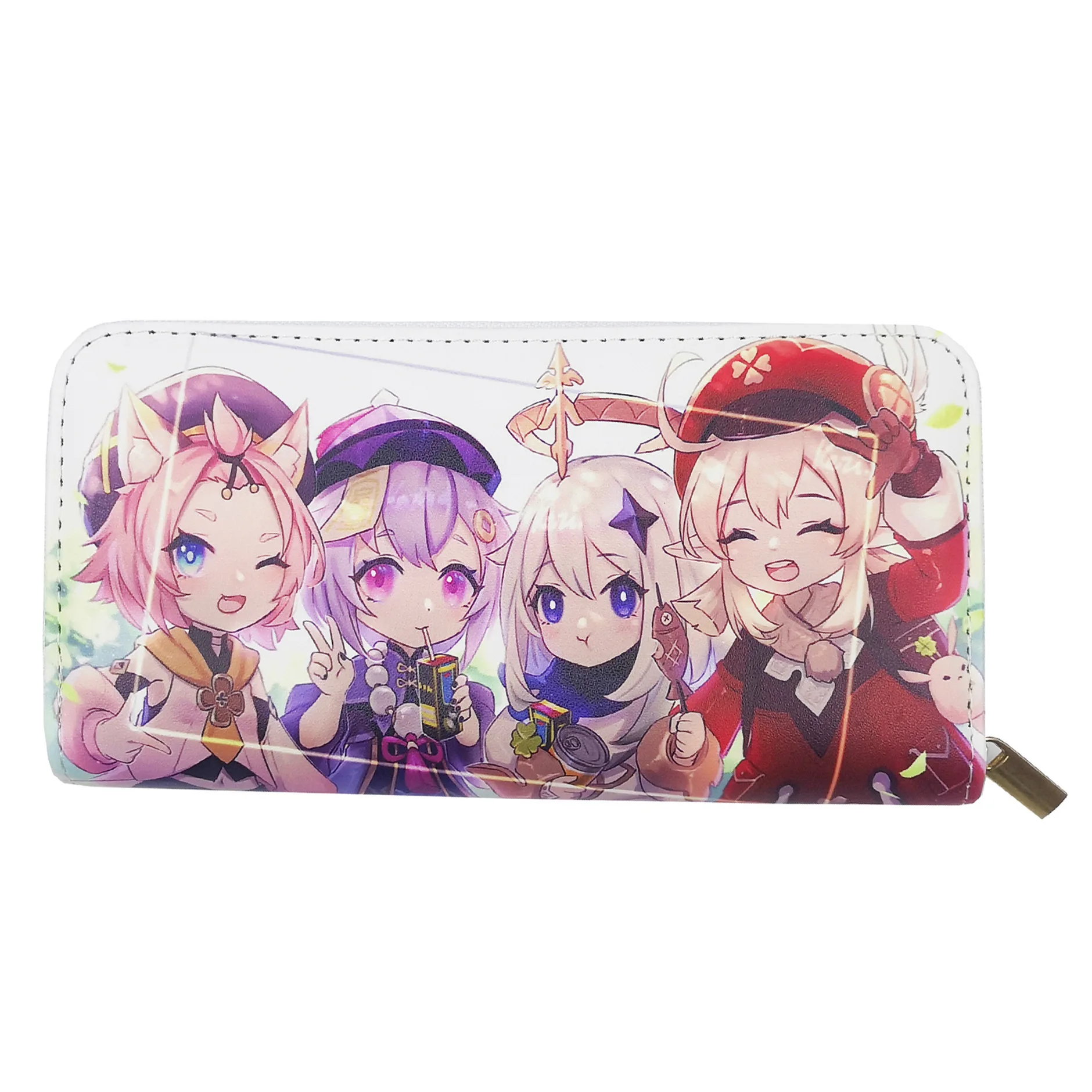 Anime Cartoon Genshin Impact PU Leather Multi-Layer Wallets Cosplay  Long Wallet Coin Bag Zipper Purse Gift Reward