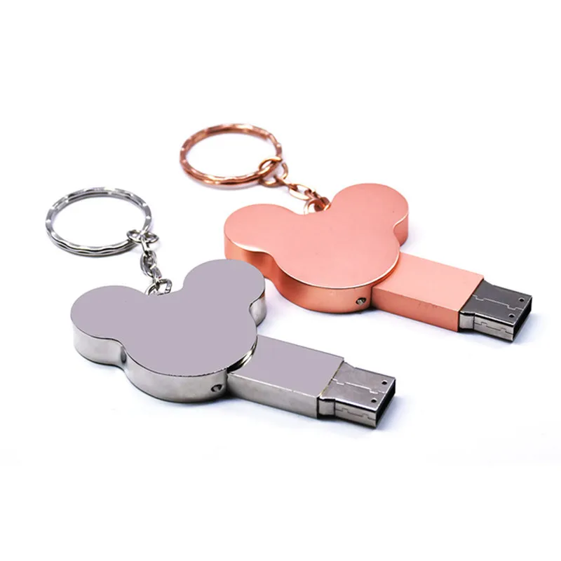 Fashion Ear USB Flash Drive 16GB 8GB 32GB 4GB 64GB Silver Metal Pendrive Flash Memory Stick Pen Drive Usb Stick Disk