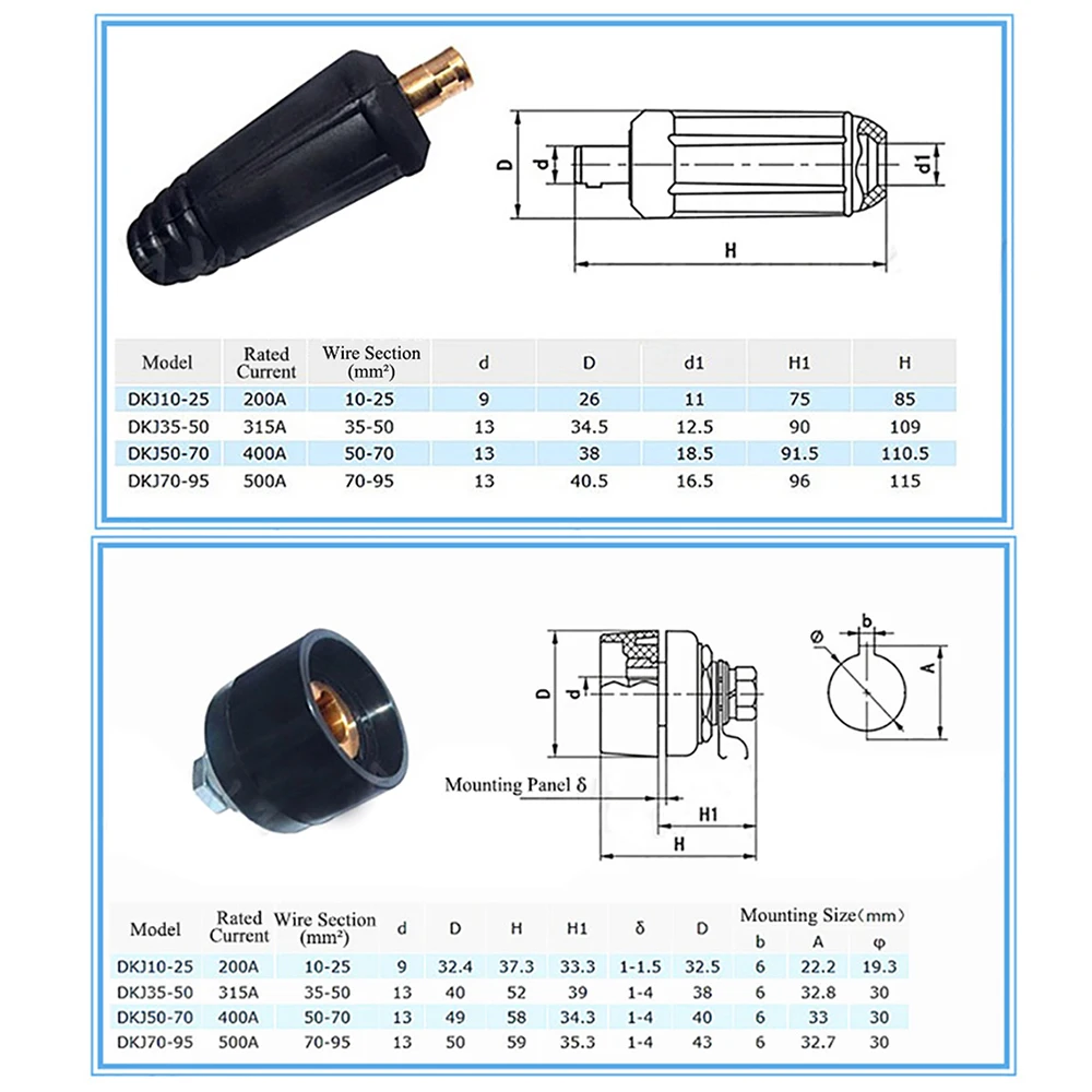 DKJ 10-25/35-50/50-70 Welding Cable Connector Europe Style Welding Machine Quick Fitting Connector Male Female Socket Plug