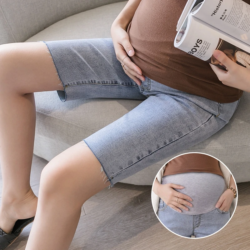 Maternity shorts and summer shorts Thin outer wear trendy mom stomach lift small feet slim jeans fashion