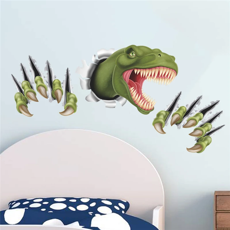 

3d Dinosaur Wall Stickers For Kids Room Decoration Vivid Animal Art Mural Pvc Poster Diy Home Decals