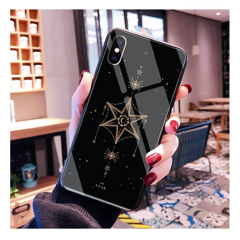 Witches moon Tarot Mystery Totem Glass phone case For iphone 15 14 13 Pro Max For iphone 12 11 Pro Max XS 14 Plus Case