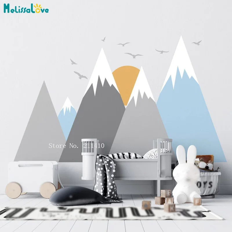 

Simple Design Mountains Wall Decals Home Kids Room Custom Style Vinyl Nursery Decor Stunning Murals Removable YT6443