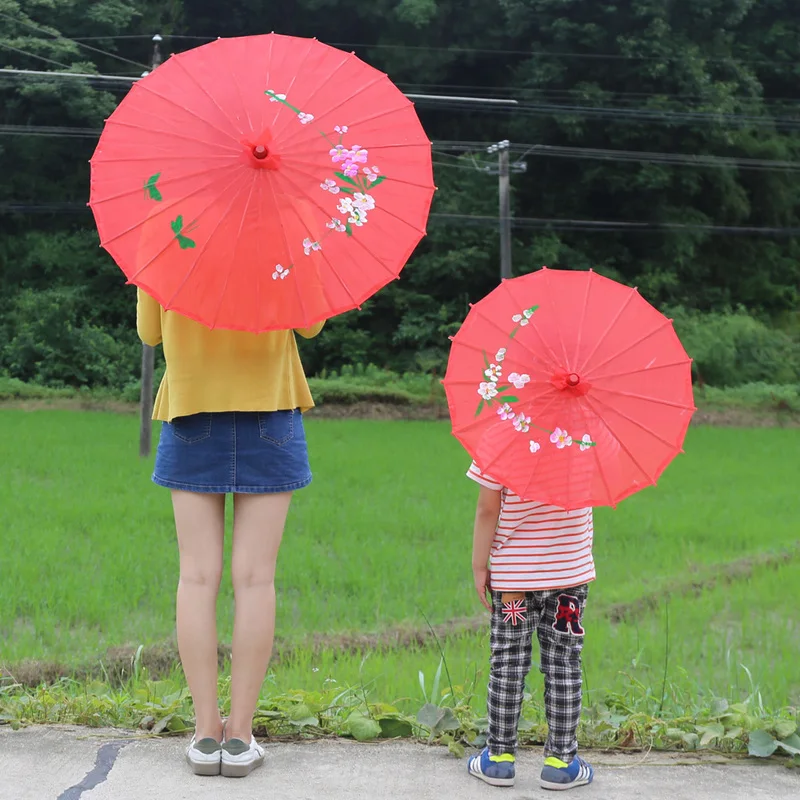 Chinese Printed Flower Paper Umbrella Traditional Handmade Sunshade Parasol Classical Retro Dance Umbrella party decoration