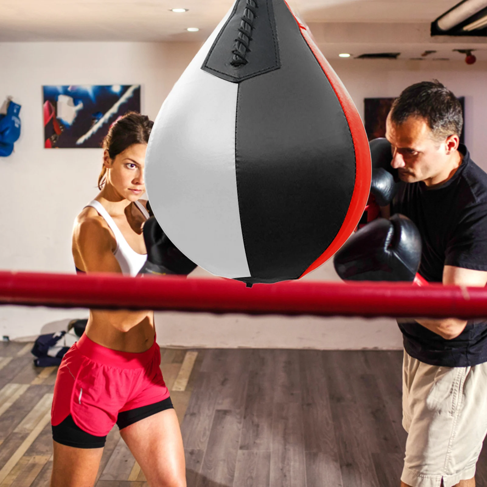 High Quality PU Pear-shaped Boxing Speed Ball Leather Hanging Punching Bag For Thai Fitness