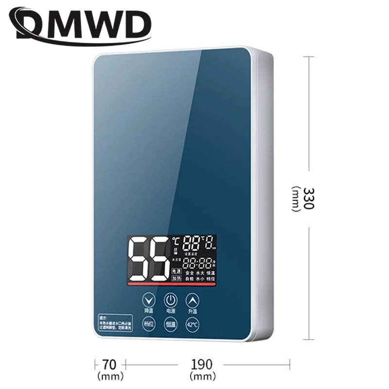 DMWD 6200W scaldacqua elettrico istantaneo termostatico per doccia 220V caldaia per acqua da bagno a parete con soffione