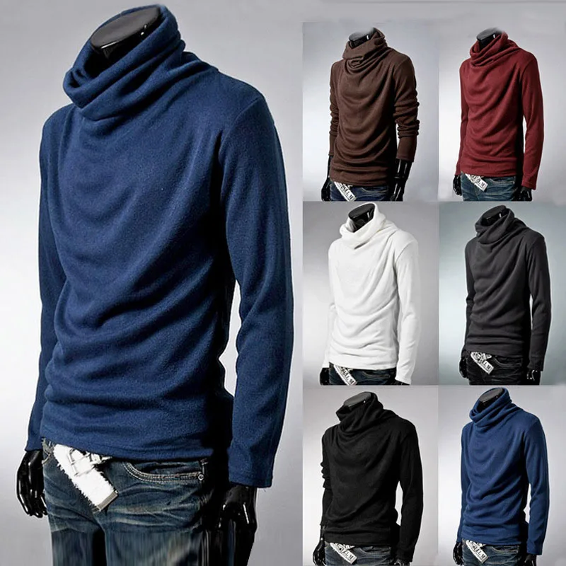 2023 Winter New Men\'s Turtleneck Sweaters Solid Color Fashion Knitted Pullovers Men Casual Sweater Male Autumn Knitwear MY278