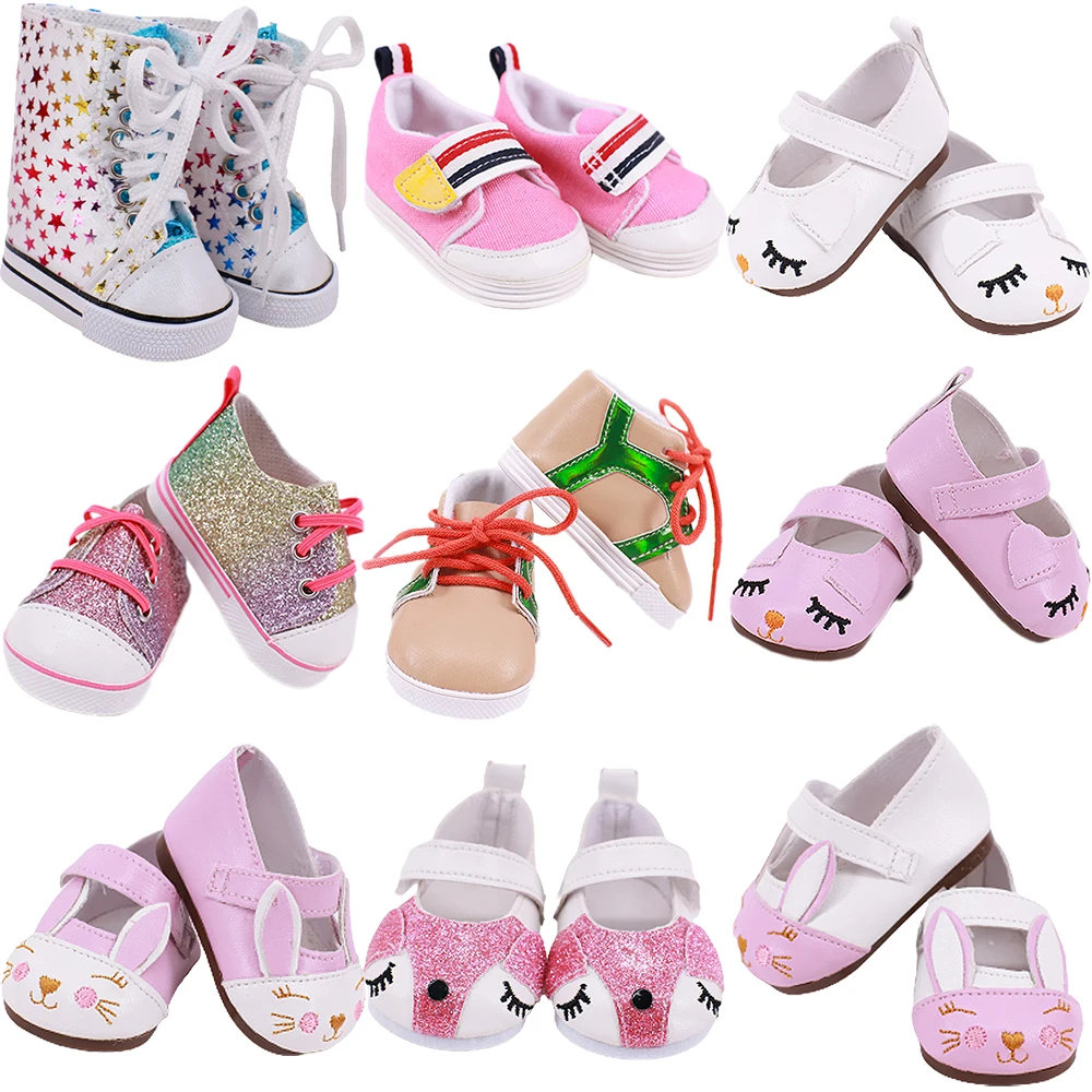 Nette Puppe Schuhe 7 cm Hohe Qualität Für 18 Zoll Amerikanischen Puppe Mädchen Spielzeug 43 Cm Baby Neue Geboren Kleidung zubehör Unsere Generation