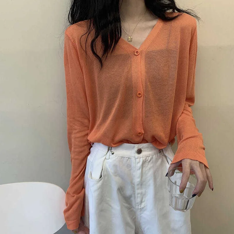 Cardigan Women New Collection Leisure Students All-match Loose Sunscreen Thin Simple Ulzzang Solid Summer Female Minimalist Cozy