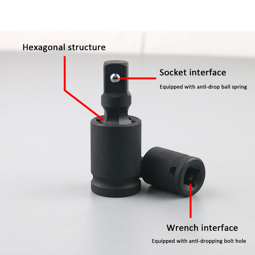 Adapter do klucza nasadowego 1/4" 3/8" 1/2", stal fosforowana chromowo-molibdenowa, klucz pneumatyczny, przegub uniwersalny 360 stopni ° Obrotowe narzędzie ręczne — zdjęcie 3