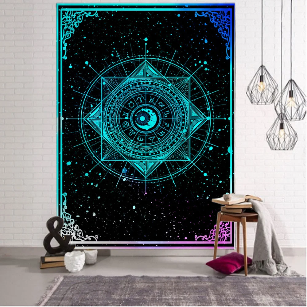 Simple divination magic tapestry print large wall mounted cheap hippie tapestry bohemian wall mandala wall art decoration