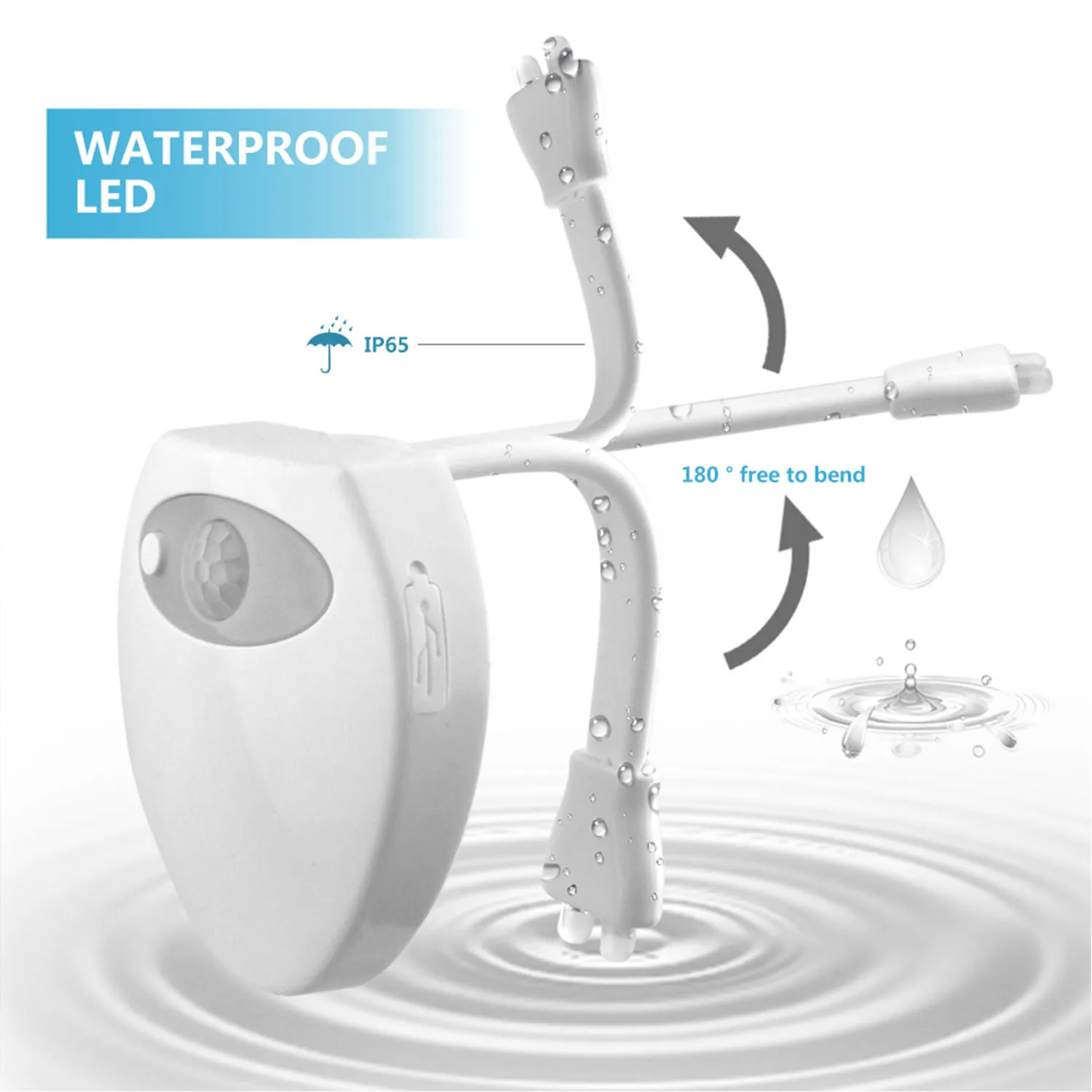 Luz nocturna de inodoro con Sensor de movimiento y 16 colores, recargable por USB, impermeable, lámpara de luz nocturna de inodoro con función de