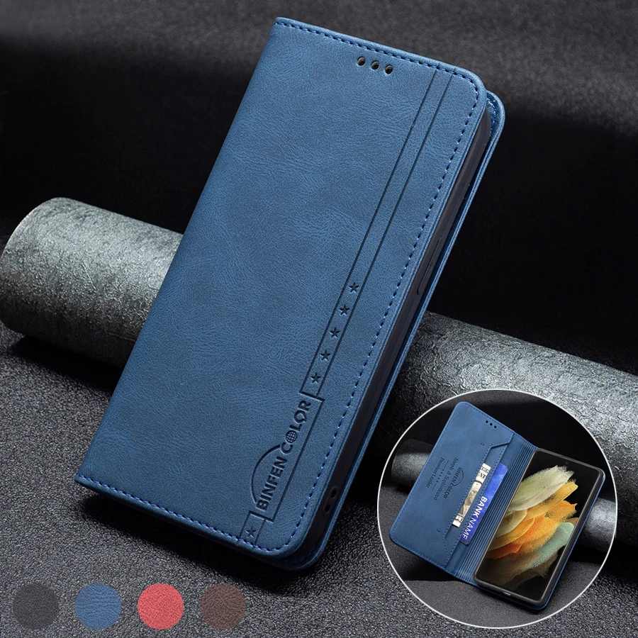 Wallet Anti-theft Brush Leather Case For Samsung Galaxy S22 Plus/Ultra S21/S20 Plus/Ultra/FE A12 A13 A21 A22 A32 A51 A52 A71 A72